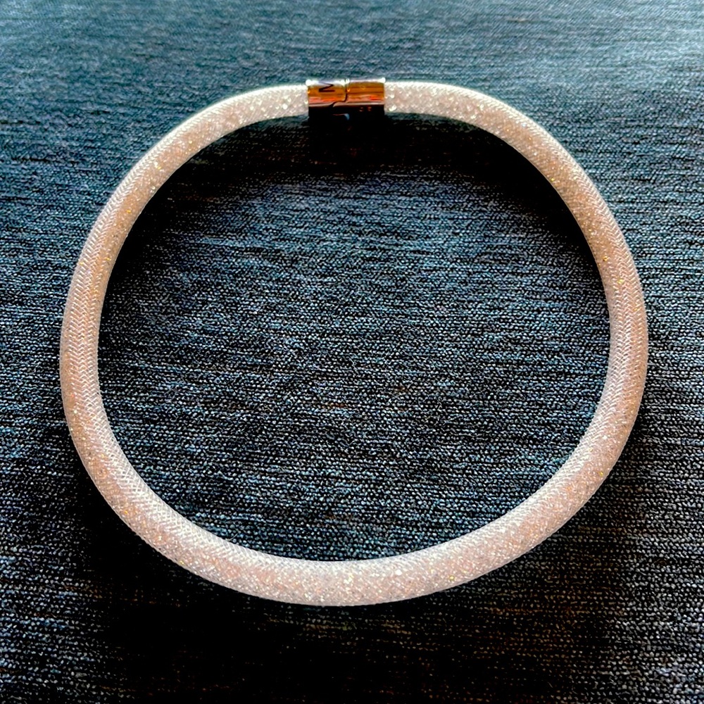 NWOT! Swarovski Crystal Necklace with Clear Mesh tubing